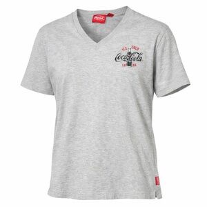 Coca-Cola V-Neck T-Shirt Gray Ice Cold Logo Graphic Medium